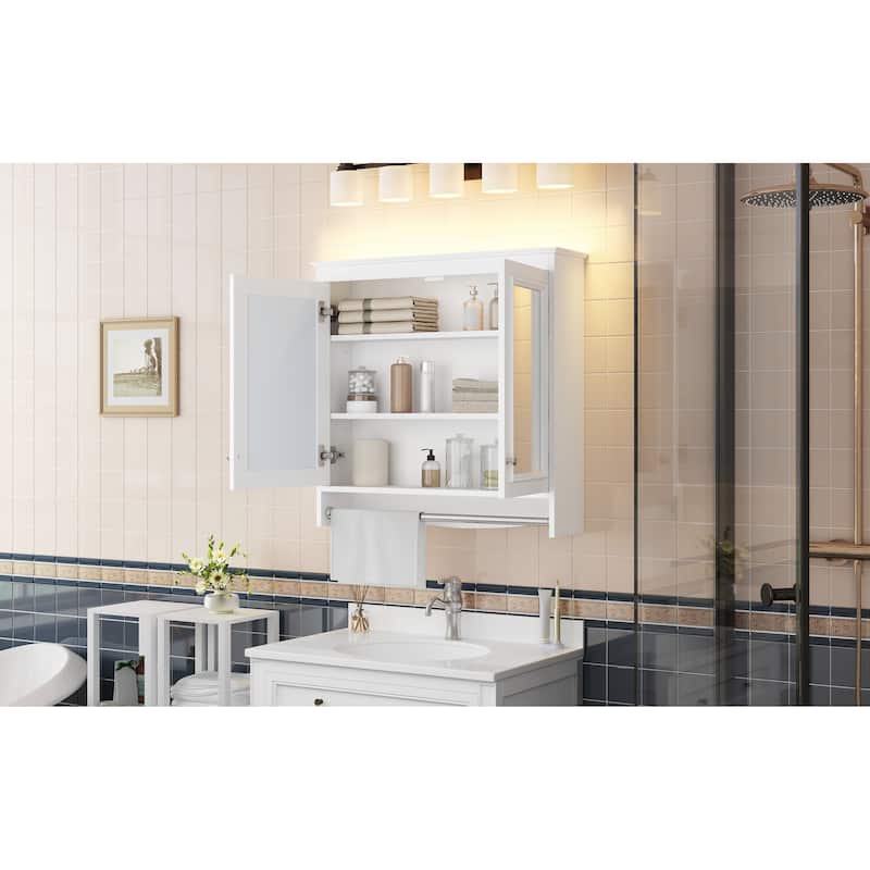 3-in-1 Bathroom Mirror Cabinet, 30"Wall Mounted Medicine Cabinet with Adjustable Shelves & Soft Close Doors