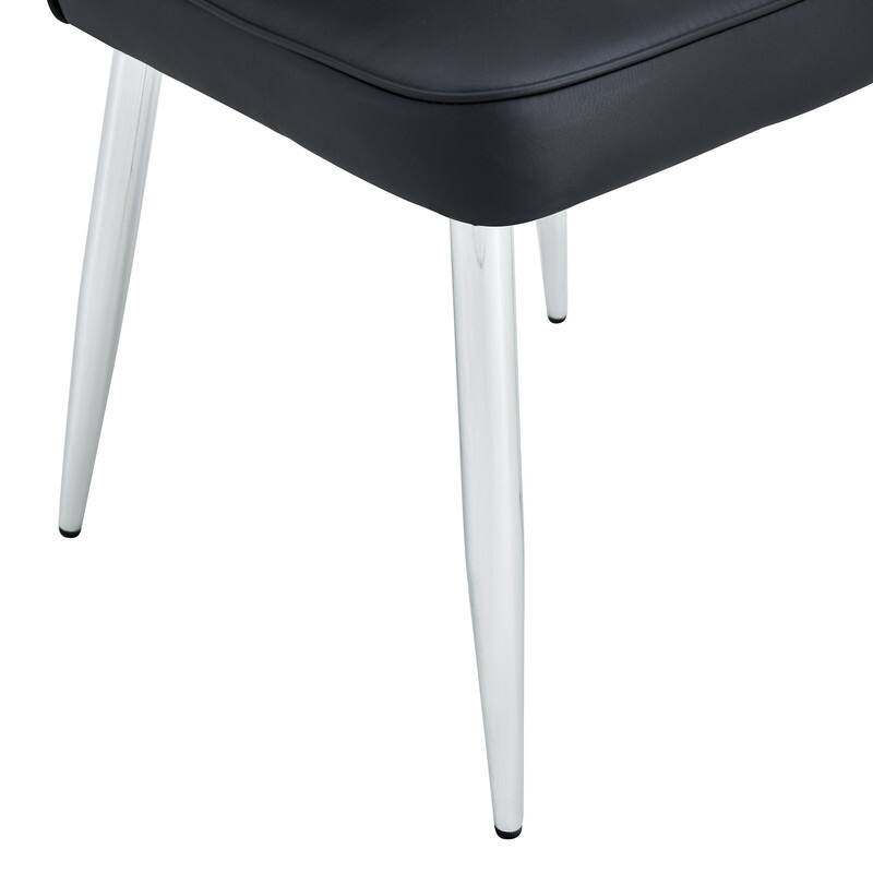 Modern/Minimalist Style PU Leather Dining Chairs Set of 4 with Sliver Metal Legs