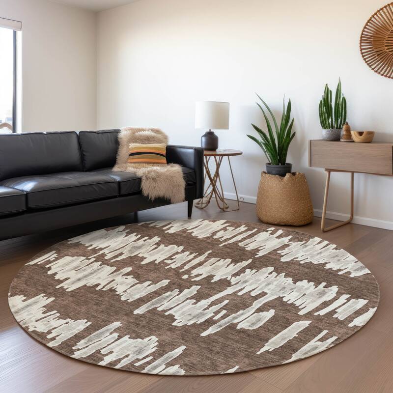 Machine Washable Indoor/ Outdoor Chantille Abstract Contemporary Rug