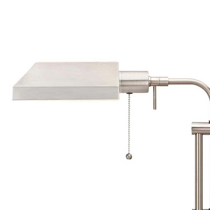 Metal Rectangular Desk Lamp with Adjustable Pole, Silver
