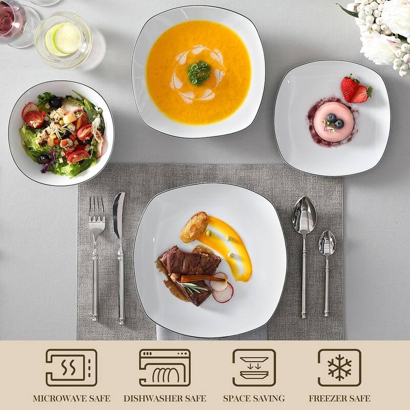 MALACASA Porcelain Modern Dinnerware Set