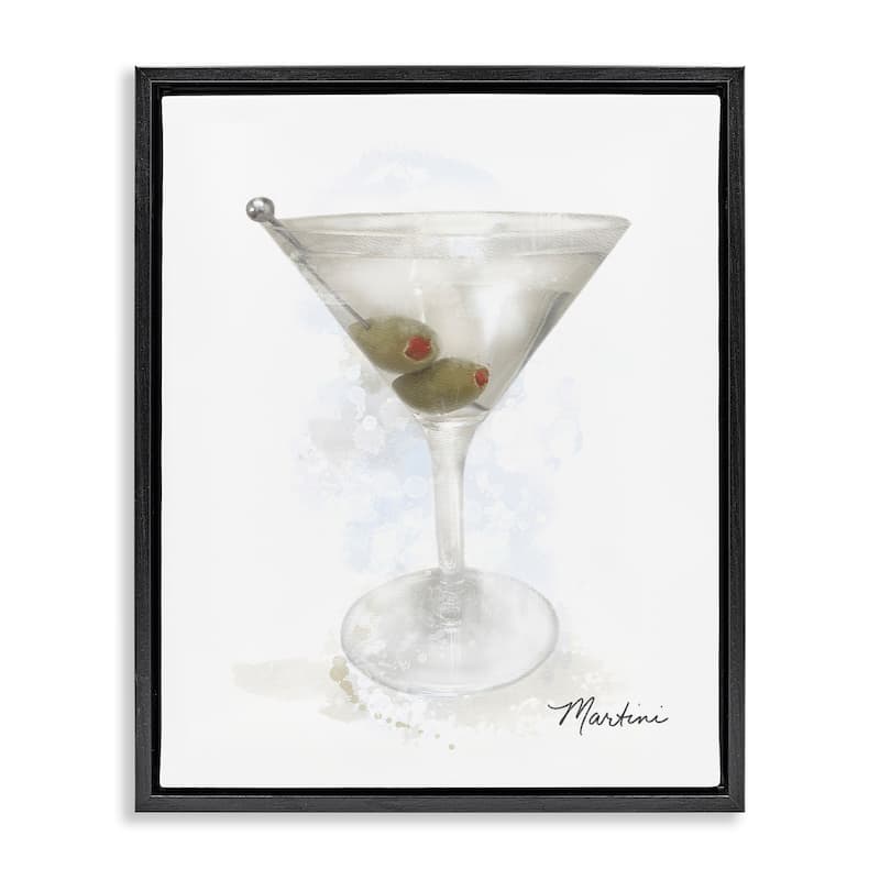 Stupell Soft Muted Martini Framed Floater Canvas Wall Art Design By Matthew Piotrowicz - 25 x 31 - Black