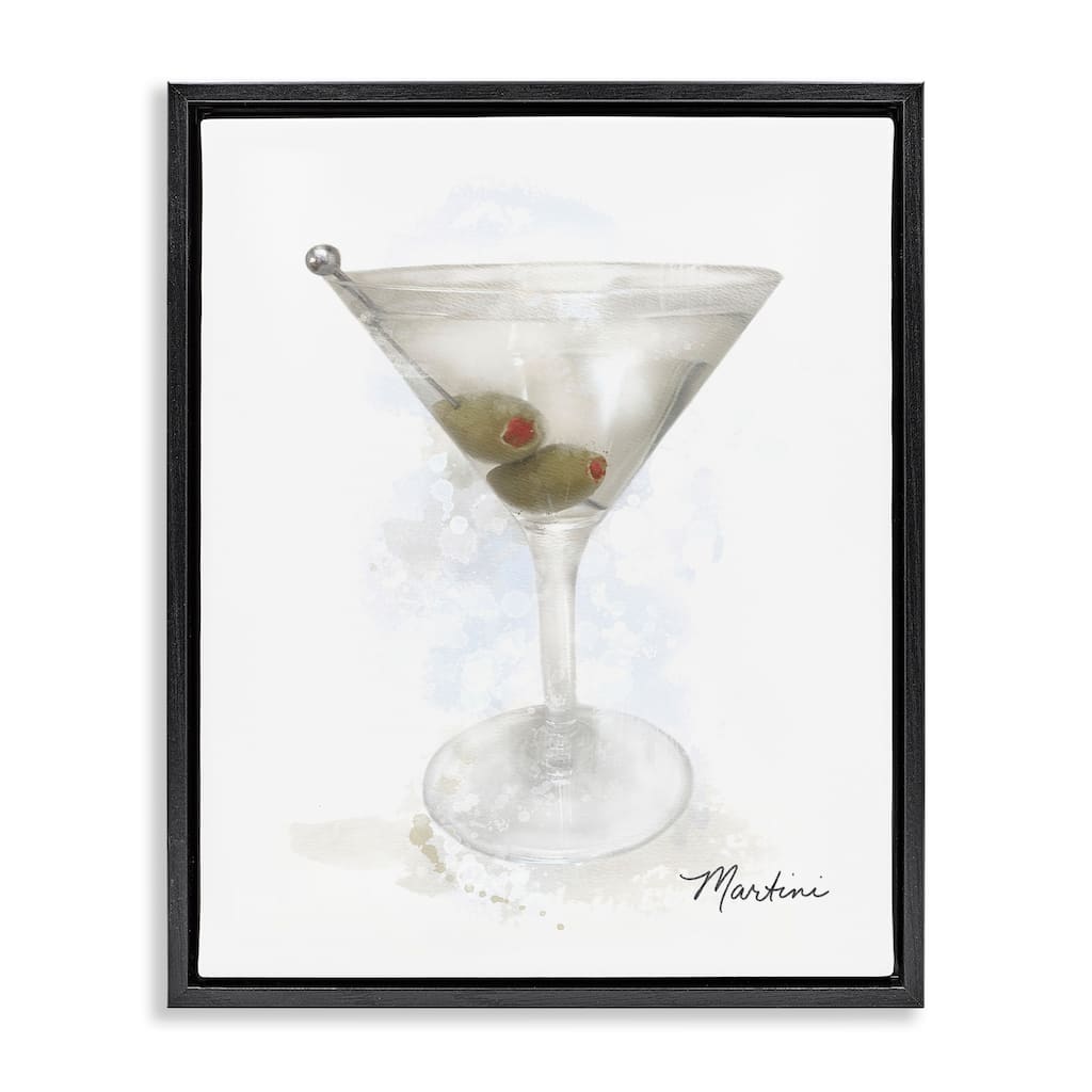 Stupell Soft Muted Martini Framed Floater Canvas Wall Art Design By Matthew Piotrowicz