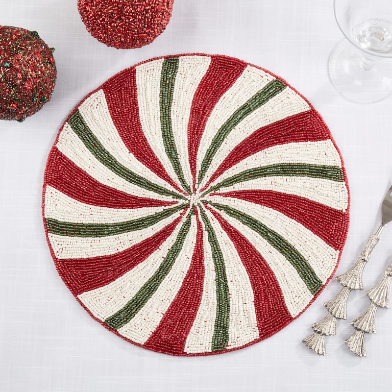 Beaded Peppermint Placemat (Set of 4) - 14"x14"