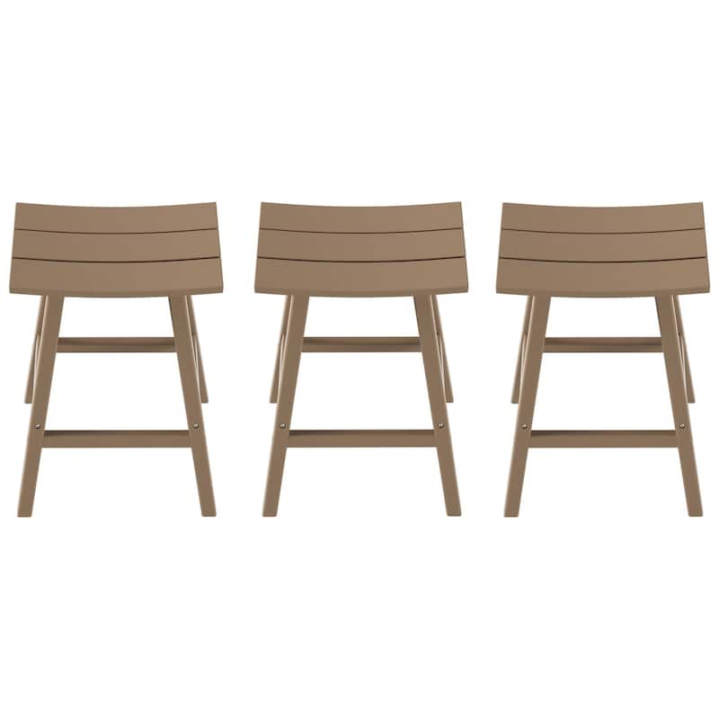 Laguna Hdpe All Weather Outdoor Patio 29" Saddle Seat Bar Stool (Set Of 3)