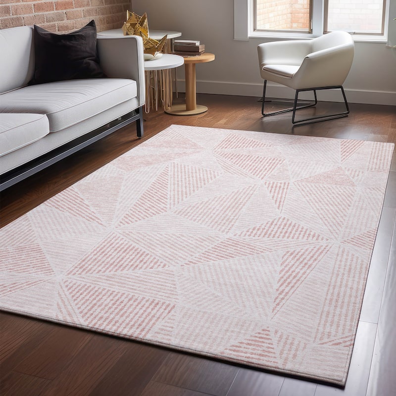 Premium Washable Super Soft Contemporary Mosaic Mayfield Rug - Blush - 9' x 12' - Rectangle