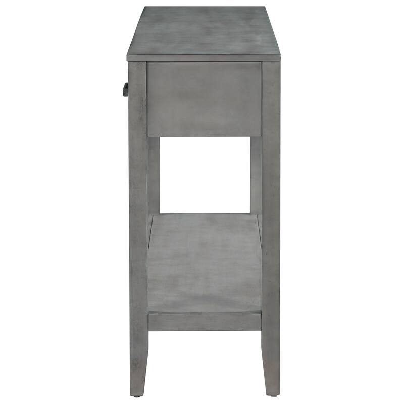 59.1" Wooden Entryway Console Table with 3 Drawers and Open Shelf