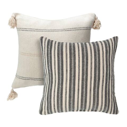 Chanasya Jacquard Cotton Stripe Throw Pillow Cover Set