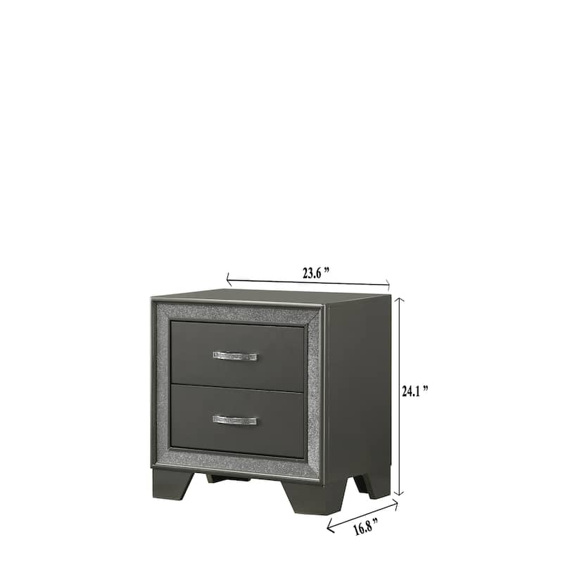Hoyt Dark Gray Faux Leather Upholstered Tufted King Panel Bed