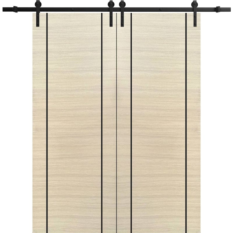 Sturdy Double Barn Door 36 x 80 with Planum 0017 Natural Veneer with 13FT - 84" x 80" ( 2* 42x80)