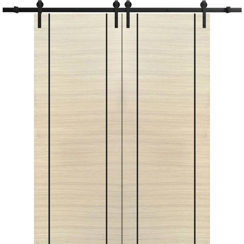 Sturdy Double Barn Door 36 x 80 with Planum 0017 Natural Veneer with 13FT