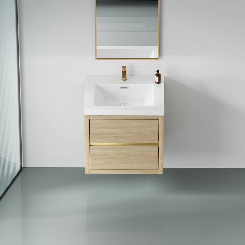 GDFStudio 24" Wall-Mounted Bathroom Vanity with Sink