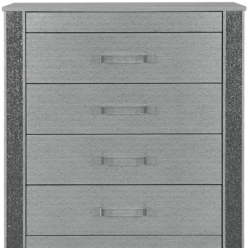 HomeRoots 36" Silver Wood Five Drawer Dresser