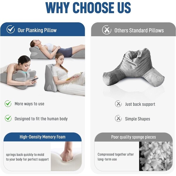 the pillows 3点セット WOWMAX Reading Pillows for Sitting in Bed Adult, Memory Foam