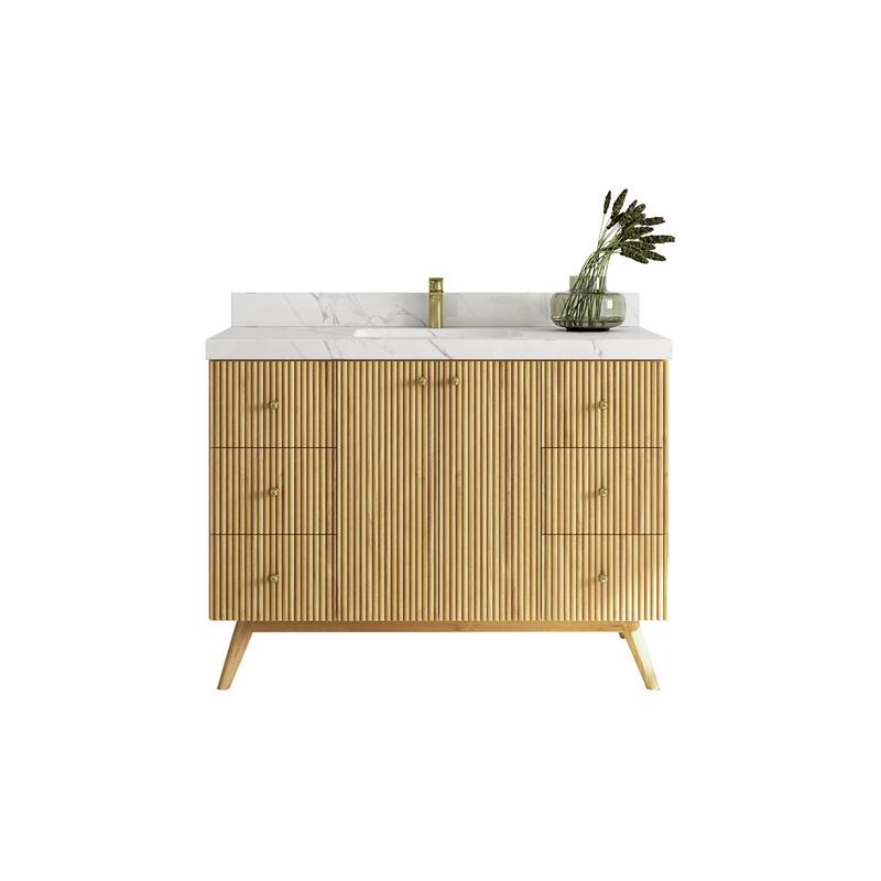 Willow Collections 48 in. W x 22 in. D Pasadena Solid Teak Single Sink Bathroom Vanity with Countertop