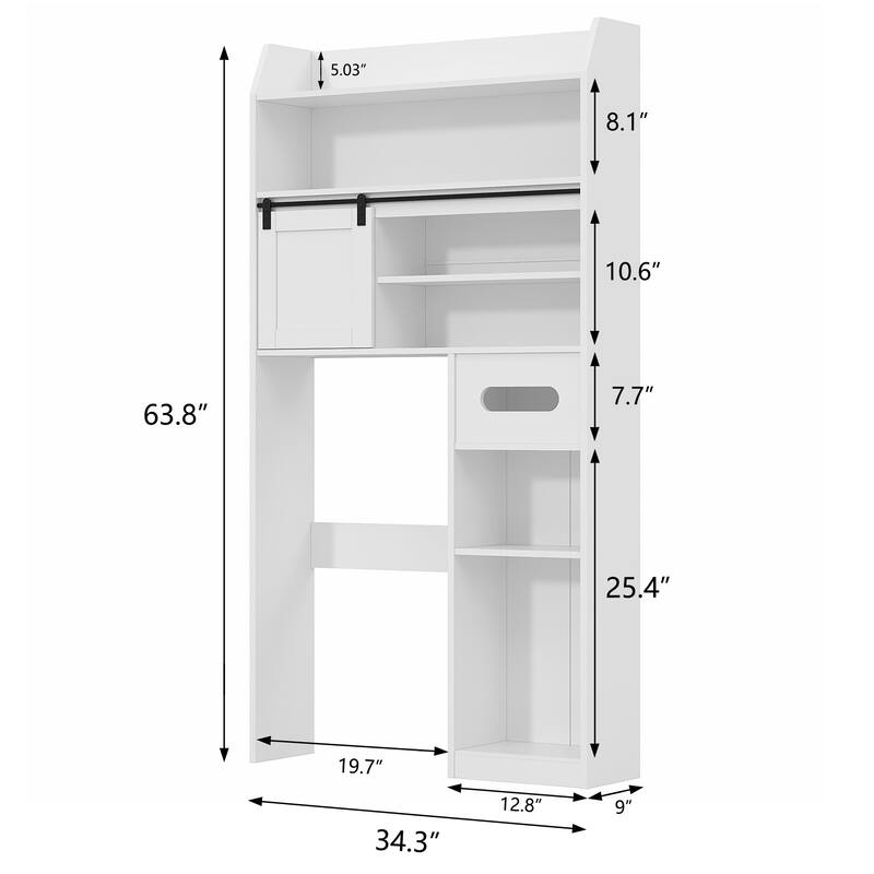 Javlergo Over The Toilet Storage Cabinet with Metal Frame and Storage Shelves, Bathroom Organizer with Adjustable Shelves
