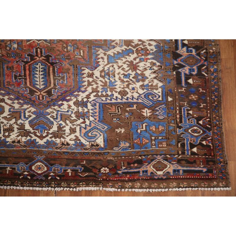 Hand Knotted Oriental 100% Wool Carpet Traditional Medallion Red Heriz Area Rug - 10' 1'' X 7' 5''