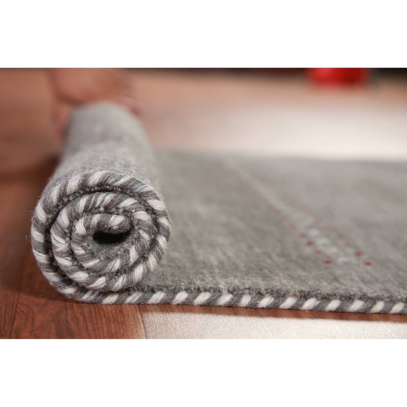 Hand Knotted Oriental 100% Wool Carpet Tribal Animal Pictorial Greys & Charcoal Gabbeh Area Rug - 4' 10'' X 3' 0''