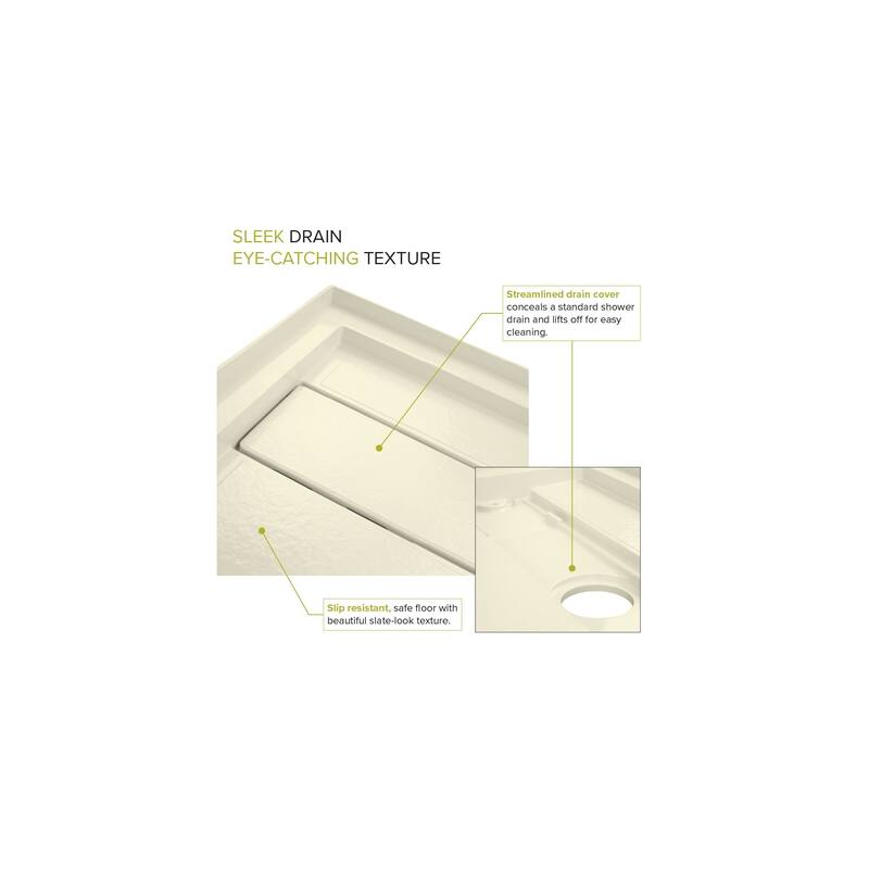 Transolid Linear 60" x 30" Alcove Shower Base with Right Hand Drain - 60" x 30" - 60" x 30"