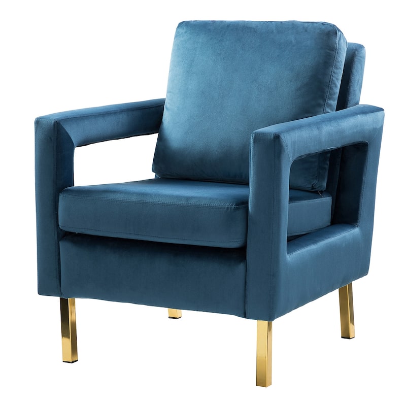 Valentina Comfy Accent Armchair with Golden Metal Legs and Removable Cushions by HULALA HOME