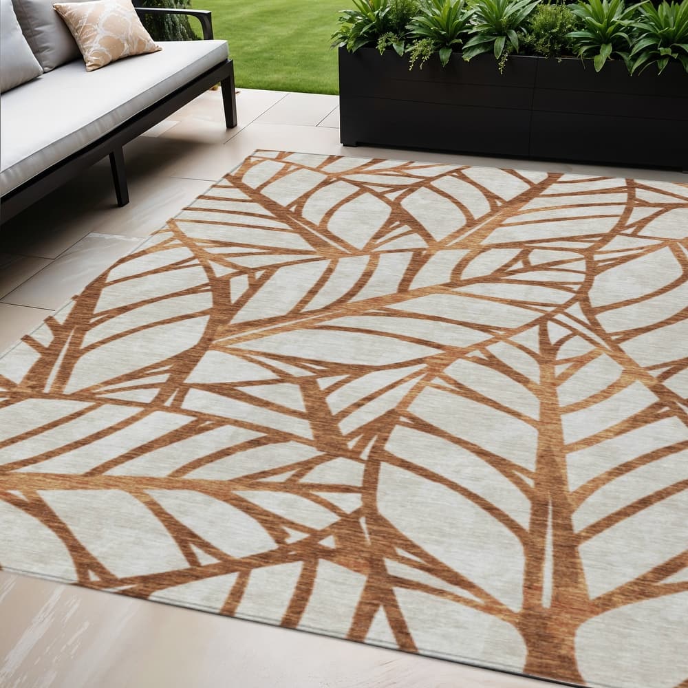 HomeRoots Floral Transitional Rectangle Outdoor Rug