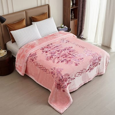 Floral & Animal 2-Ply Heavy Raschel Blanket 85" X 95"