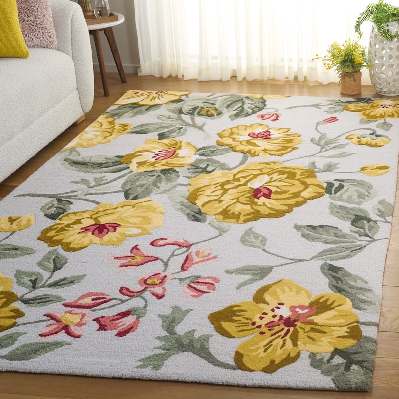 SAFAVIEH Handmade Jardin Hipolita Country Floral Wool Rug - 9' x 12' - Gold/Sage