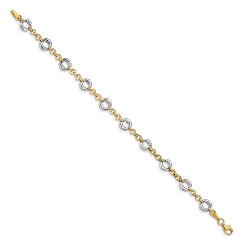 Curata 7.75mm 14k Two tone Gold Polished Fancy Link Bracelet 7.5 Inch