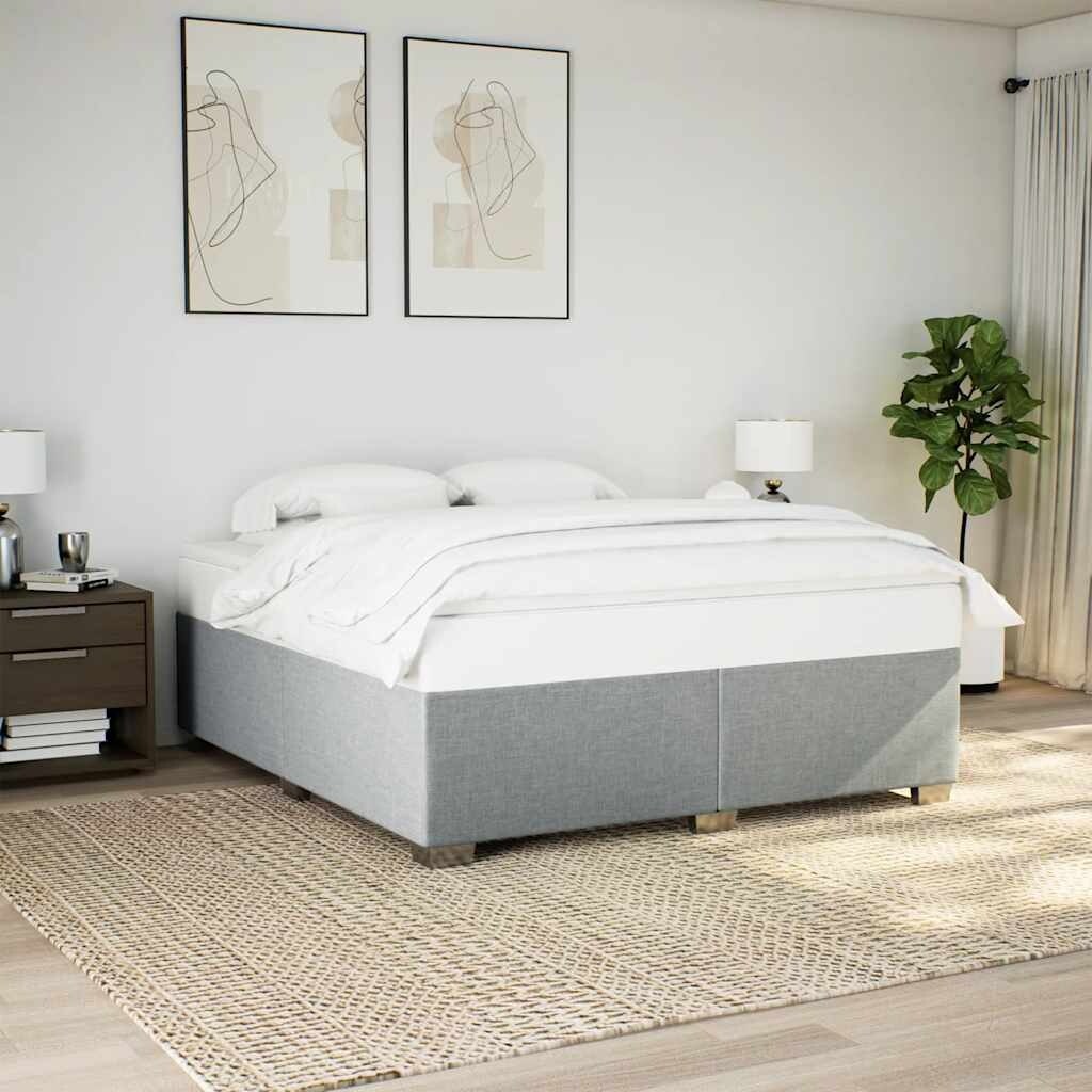 vidaXL Bed Frame without Mattress Dark Gray Queen Fabric