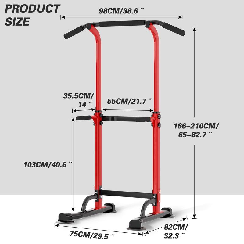 Adjustable Height Power Tower Pull Up Bar Station Home Gym Workout Equipment