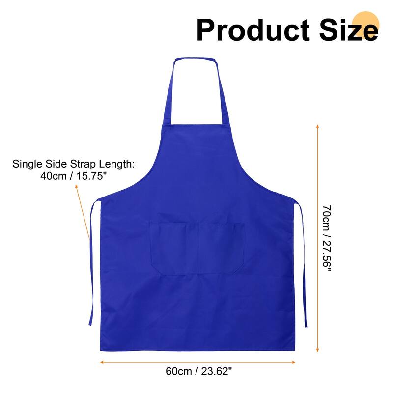 4pcs Bib Apron 70x60cm Unisex Restaurant Kitchen Cooking Aprons - 27.56" x 23.62" - Sapphire Blue