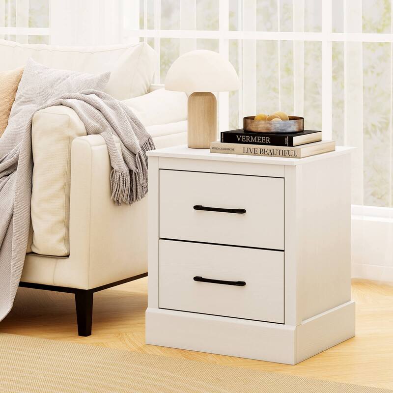Costway 2 Drawer Nightstand Bedside Table Compact Sofa End Table Dark