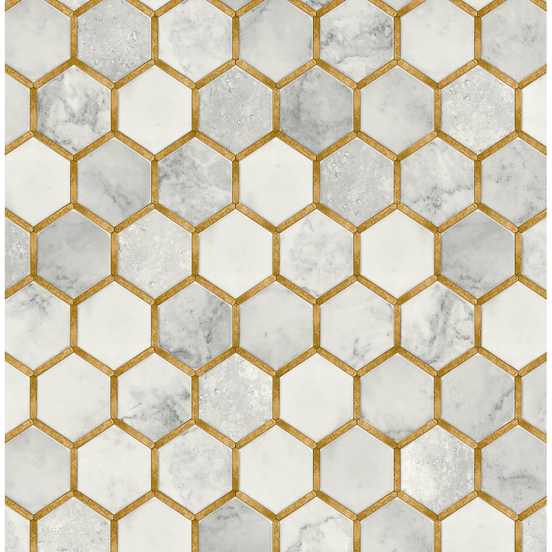 NextWall Inlay Hexagon Peel and Stick Wallpaper