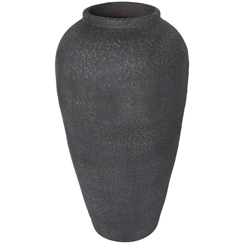 Black Ceramic Whitewashed Textured Vase