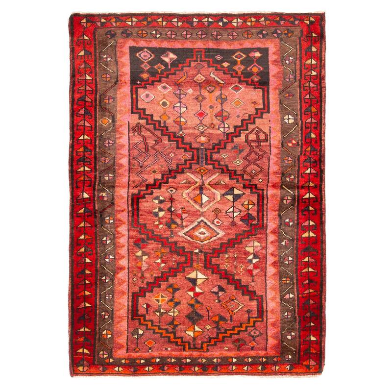 ECARPETGALLERY Hand-knotted Melis Vintage Red Wool Rug - 4'6 x 6'6