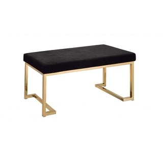 40 Inch Bedroom Bench with Upholstered Seat and Champagne Metal Legs ...