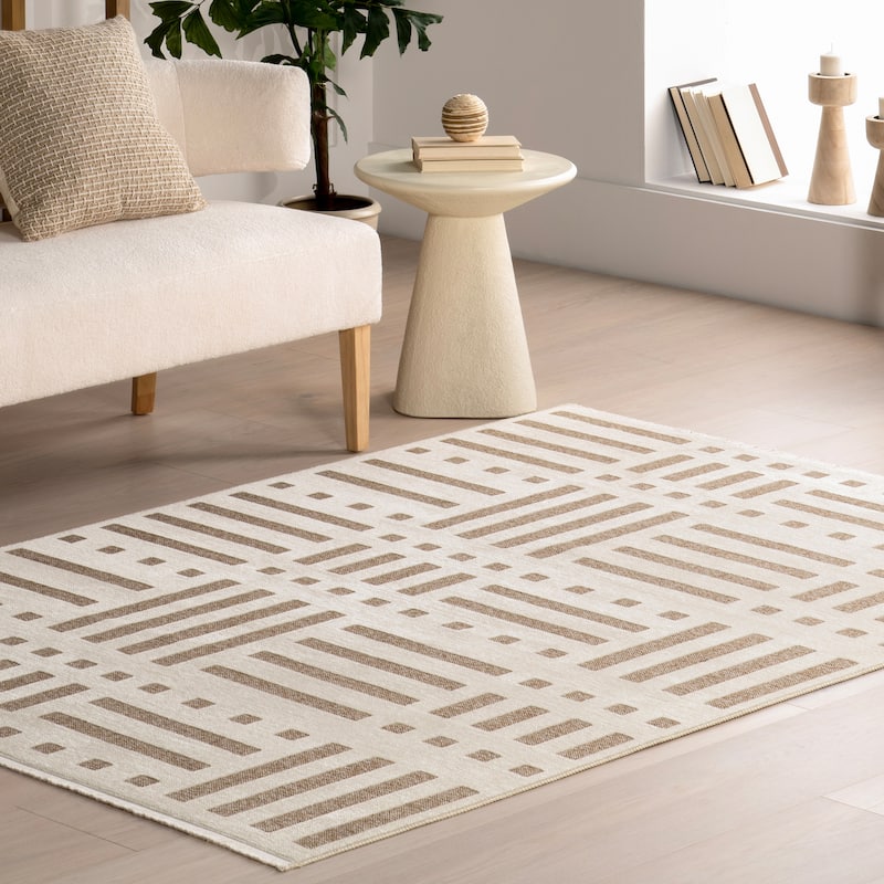 Nuloom Mina SuperiorWash Modern Stripes Reversible Machine Washable Area Rug