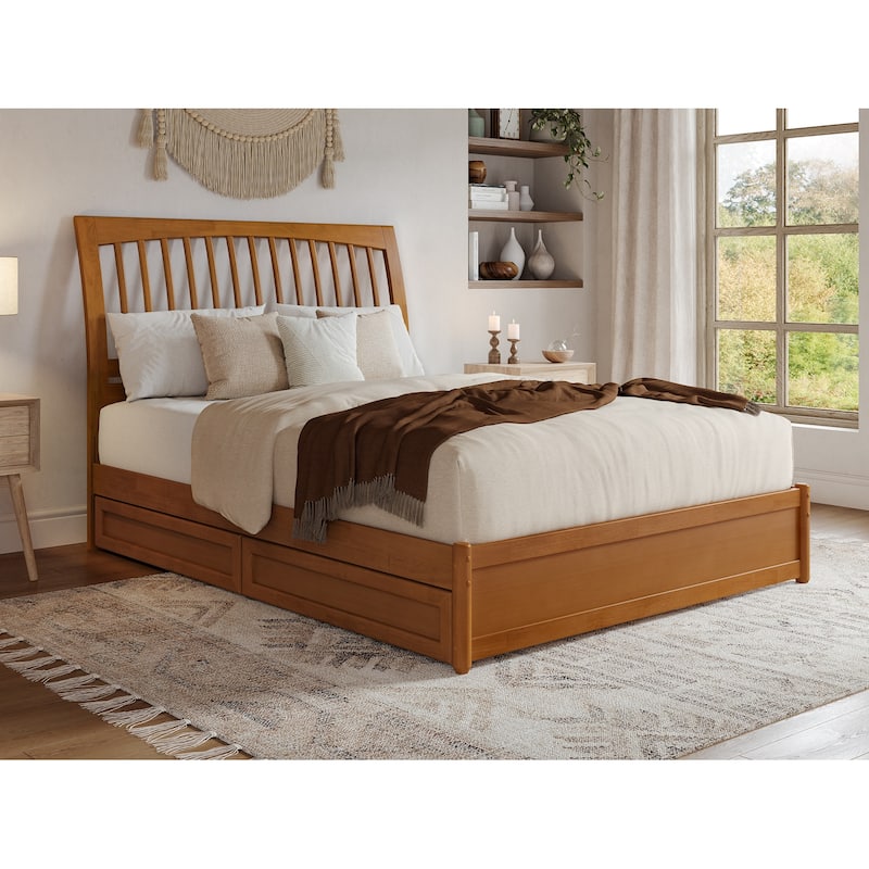 Roslyn Platform Bed with Panel Footboard and Storage Drawers