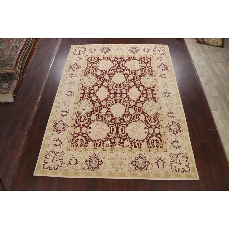 Vegetable Dye Floral Peshawar Oriental Area Rug Wool Hand-knotted - 9'0" x 11'10"