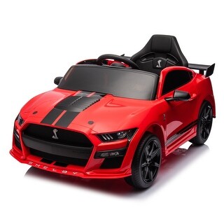 Kids 12V Ford Mustang Shelby GT500 Electric Ride-On Car | Remote Control, 3-Speed Settings, LED Lights, Ages 3+