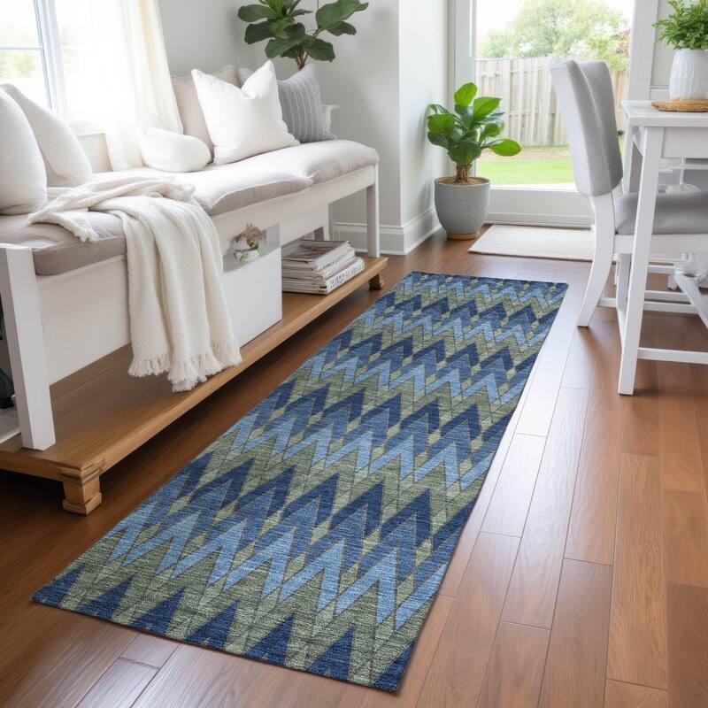 Machine Washable Indoor/ Outdoor Modern Baxter Chantille Rug