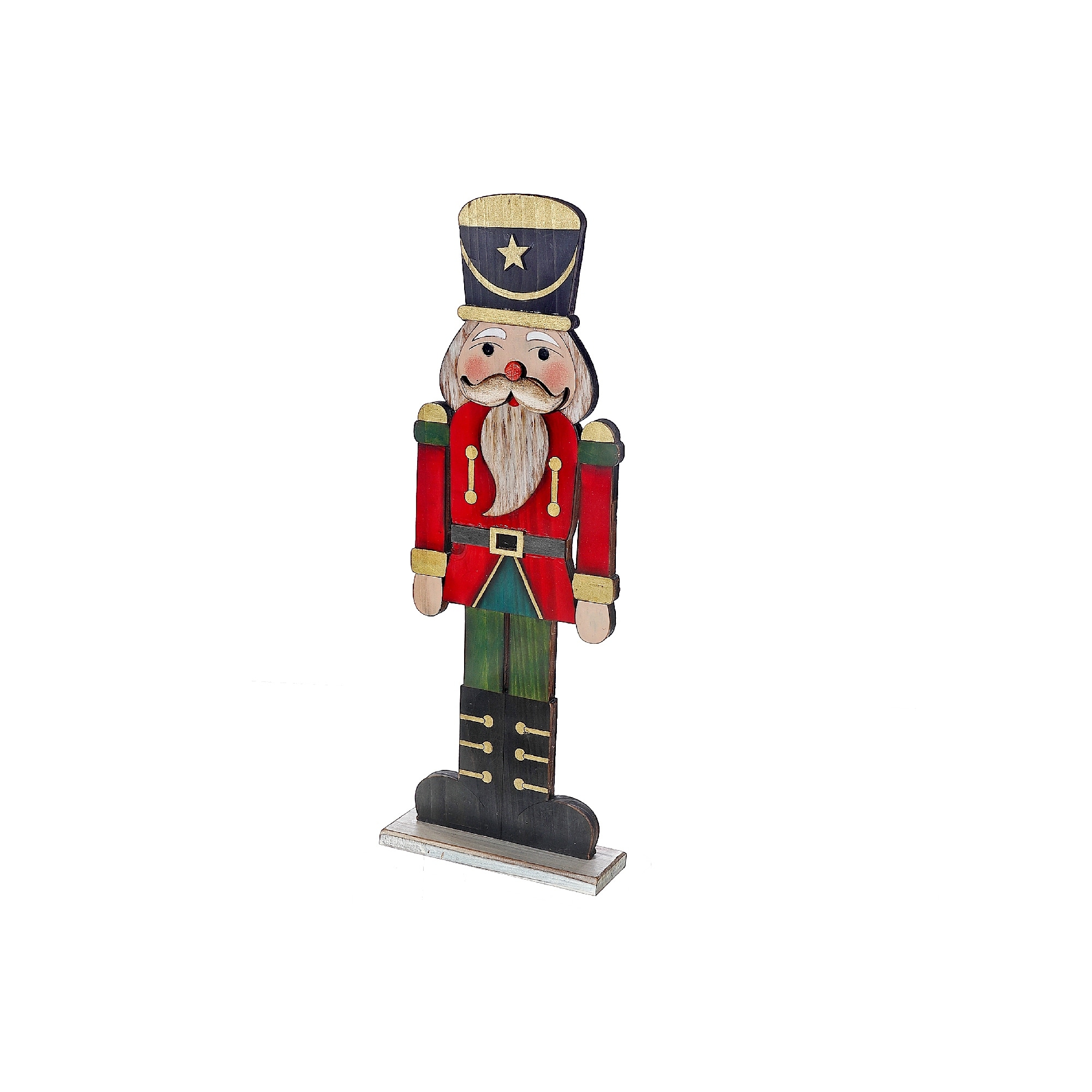 Christmas Wooden Nutcracker On Stand Black Hat