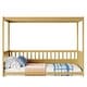 preview thumbnail 24 of 28, Wooden Canopy Bed Frame with Guardrails, Four-Poster Design, and Montessori-Inspired Floor Bed for Kids . Natural Wood - Full