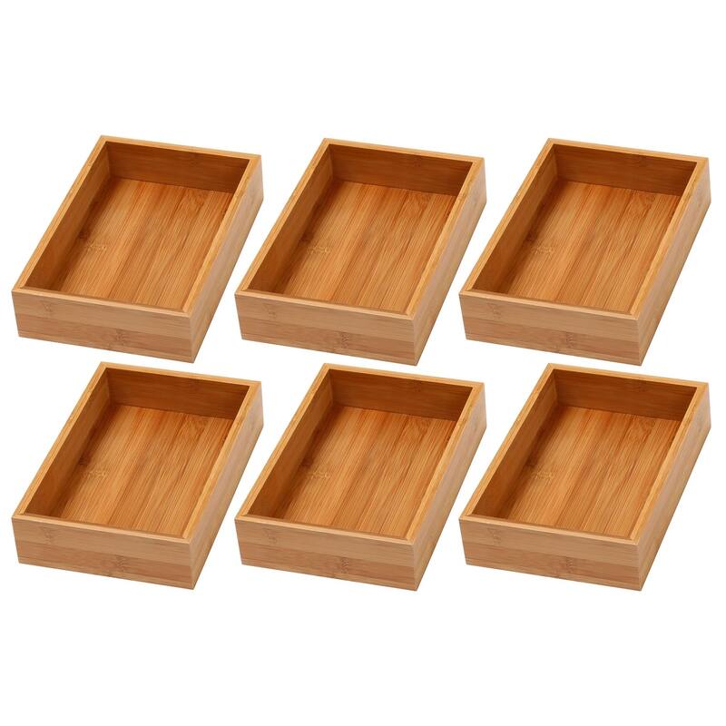 YBM Home Bamboo Kitchen Drawer Organizer Storage Box (Set of 6), - 6x9x2 inch
