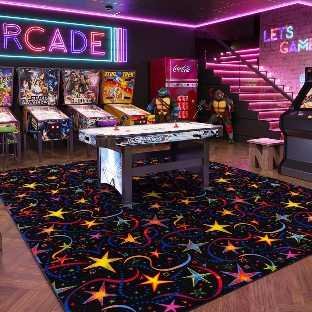 Joy Carpets Neon Lights Have A Blast Area Rug