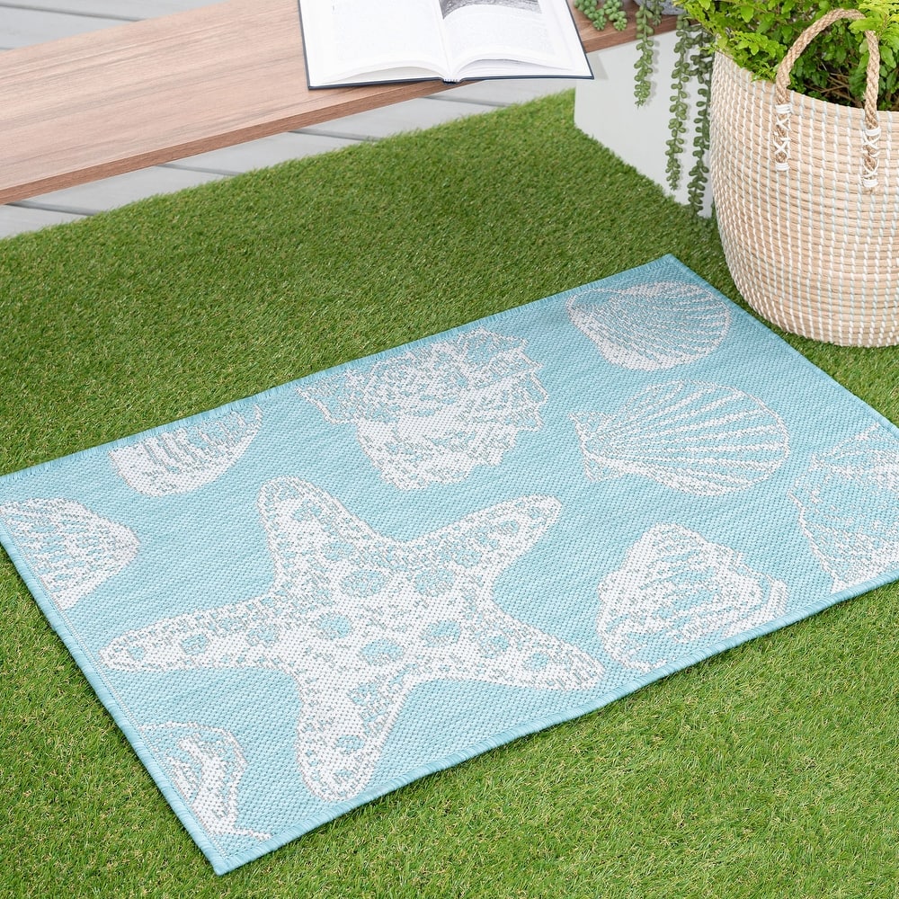 Exo Coastal Graphic Print Indoor/Outdoor Area Rug