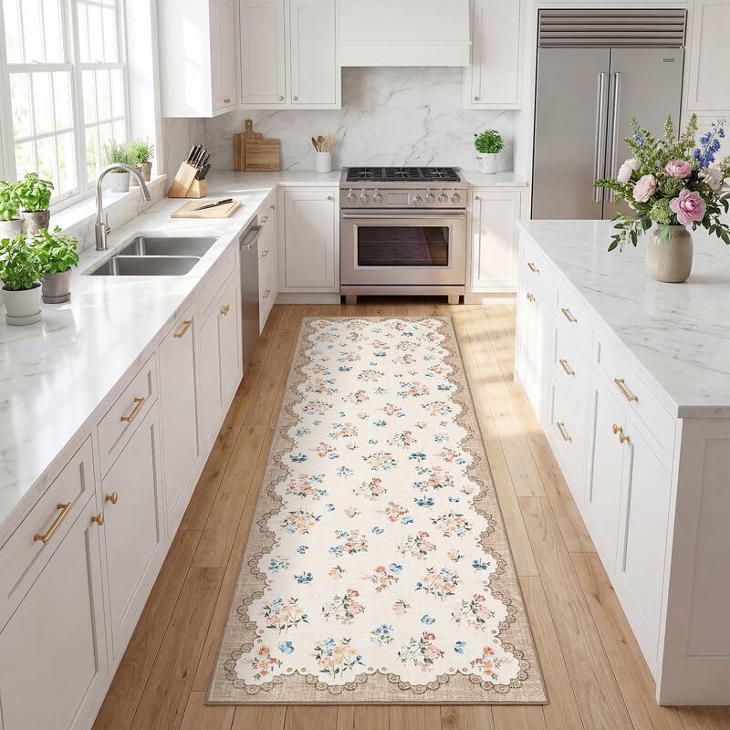 Translucent Lace Rugs Garvee Lace Edge Floral Washable Area Rug - Overstock - 44069213