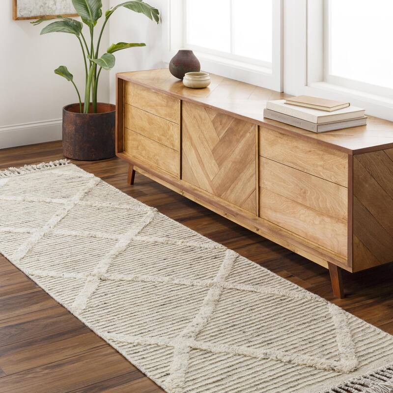 Spencer Moroccan Area Rug - 2' 6" x 8' - Light Beige