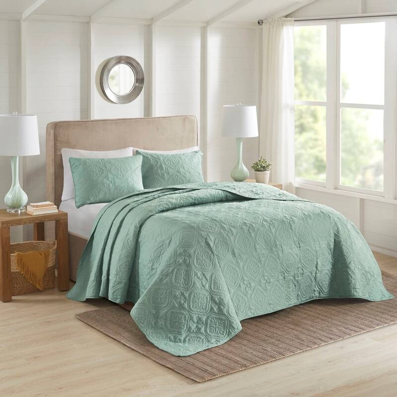3 Piece Reversible Bedspread Set Seafoam King/Cal King