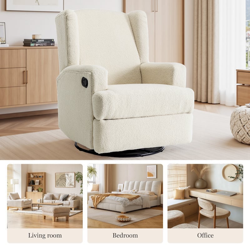 UIXE Upholstered Chenille/Boucle Swivel Glider Rocker Recliner